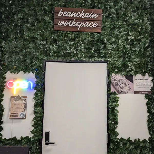 The entrance to the free shared workspace.